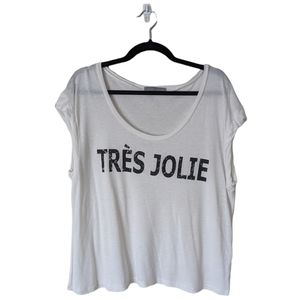Olivia Moon Tres Jolie White T-shirt Size Medium